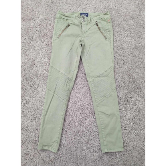 American Eagle Pants Womens 2 Green Low Rise Eagle Super Stretch Moto Jegging - Picture 1 of 8